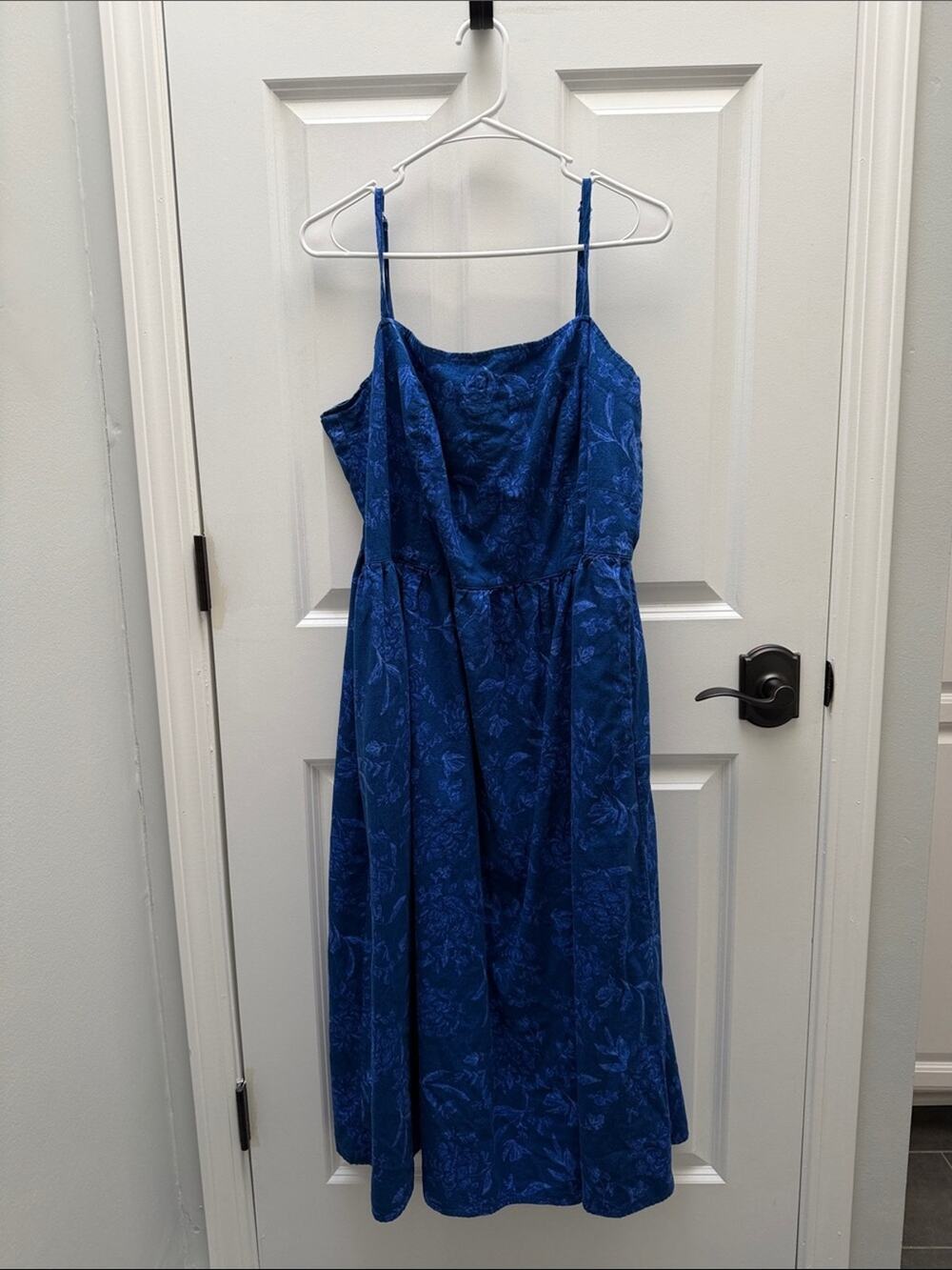 Universal Thread Royal Blue Floral Midi Dress with Spaghetti Straps Size XXL